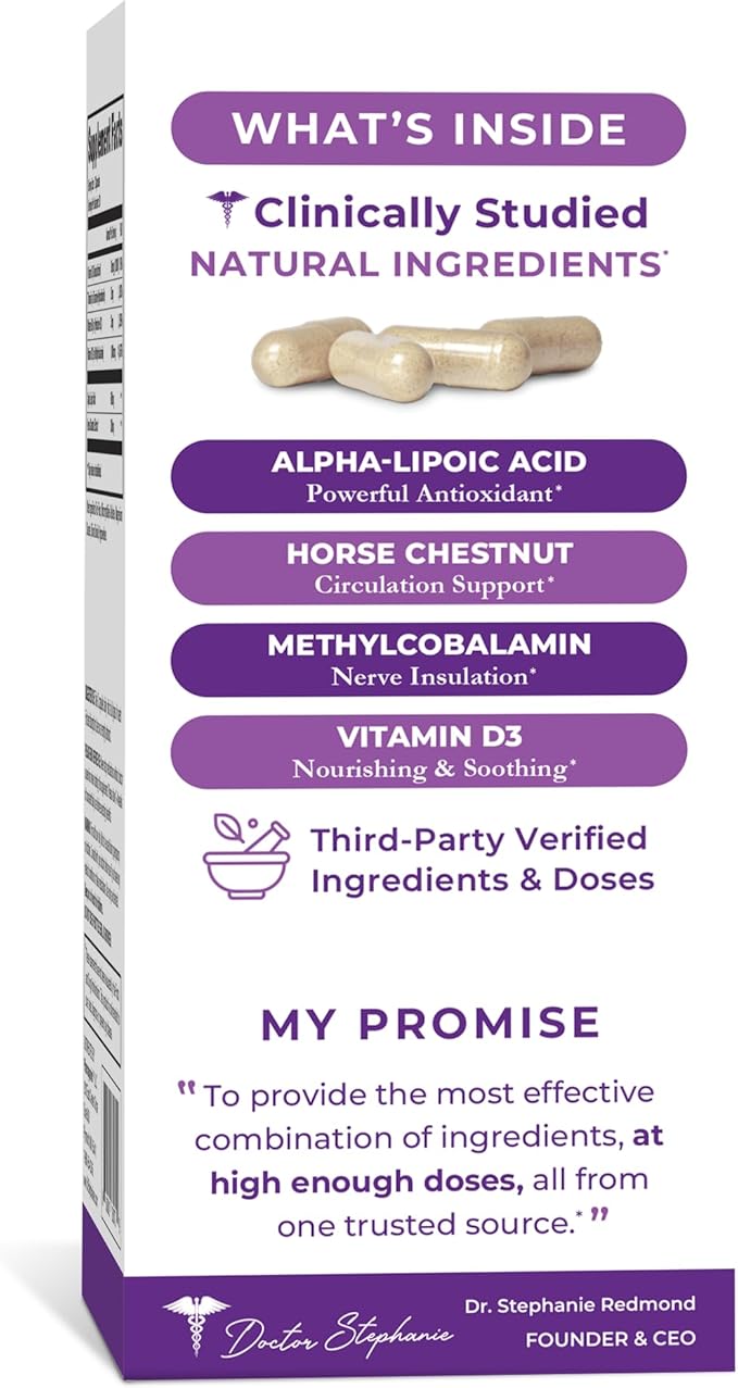 Nerve Miracle Maximum Strength Supplement | Nerve Health Support | Legs Feet Hands Toes | Mega Dose of Alpha Lipoic Acid ALA &amp Vitamin B12