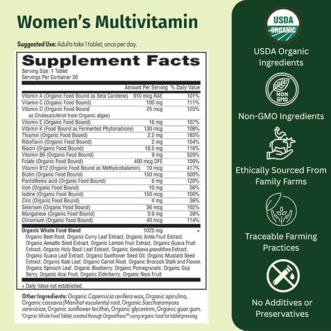 Women’s Multi Once Daily Women's Multivitamin Iron Vitamin B12 &amp More 19 Vitamins from Herbs &amp Superfoods 30 Count