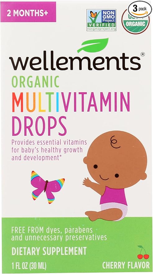 Wellements Organic Multivitamin Baby Drops Gluten Free 1 Fluid Ounces (Pack of 3)