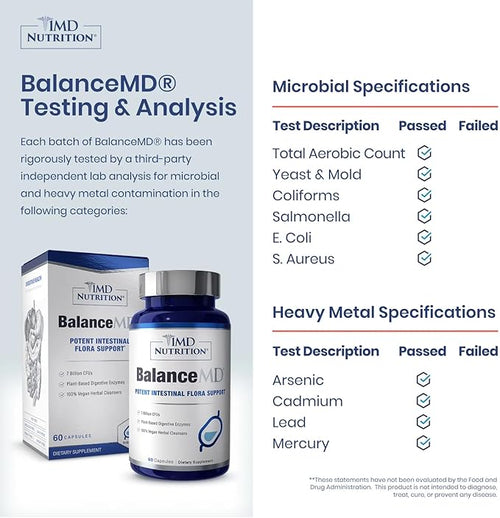 1MD Nutrition BalanceMD Vaginal Probiotics | Oregano &amp Caprylic Acid with Lactobacillus &amp Digestive Enzymes | Promotes Intestinal Flora Balance | 120 Capsules