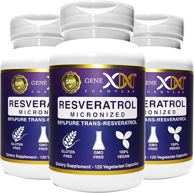 Genex Formulas 99% Micronized Trans-Resveratrol with BioPerine for Absorption 1000mg | Pure Organic Pharmaceutical Grade Trans-Resveratrol Capsules for Healthy Aging 120 Capsules (3)