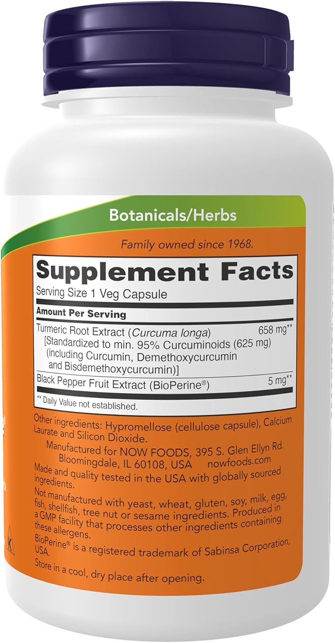 Now SupplementsTurmeric Curcumin with BioPerineImmune System SupportStandardized to 95% CurcuminoidsEnhanced Absorption*90 Veg Capsules(Pack of 2)