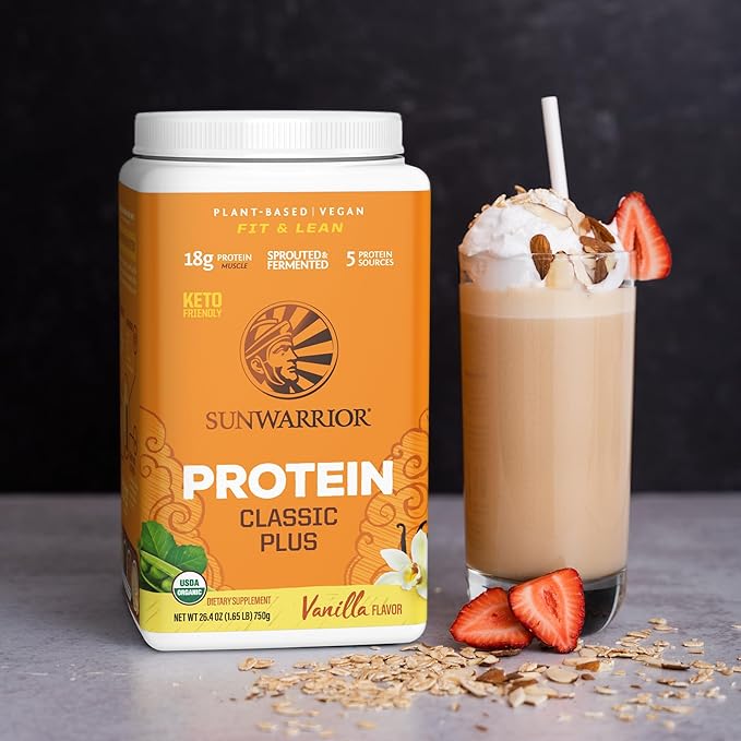 Chocolate &amp Vanilla Classic Plus Organic Protein Powder Set | Bundle &amp Save | Vegan Protein Powder Superfood Blend | Non-GMO Soy Dairy &amp Gluten Free (30 Servings Vanilla 30 Servings Choco