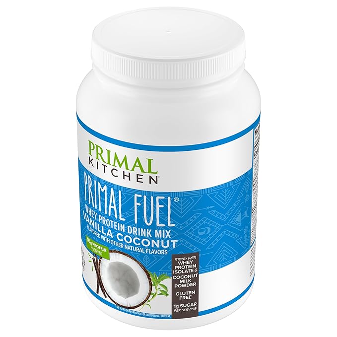 Primal Kitchen Primal Fuel Vanilla Coconut Whey Protein Drink Mix Gluten and Soy Free 1.85 Pounds