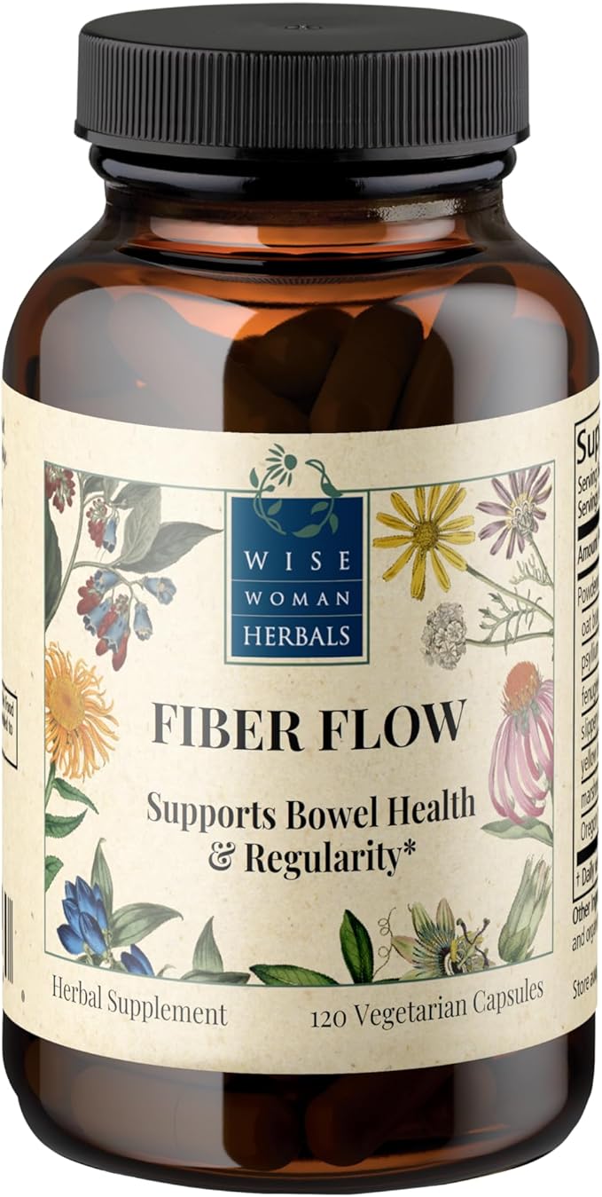 Wise Woman Herbals – Fiber Flow Capsules 120 Count – Supports Healthy Digestive Function Gut Health Bowel Health and Regularity