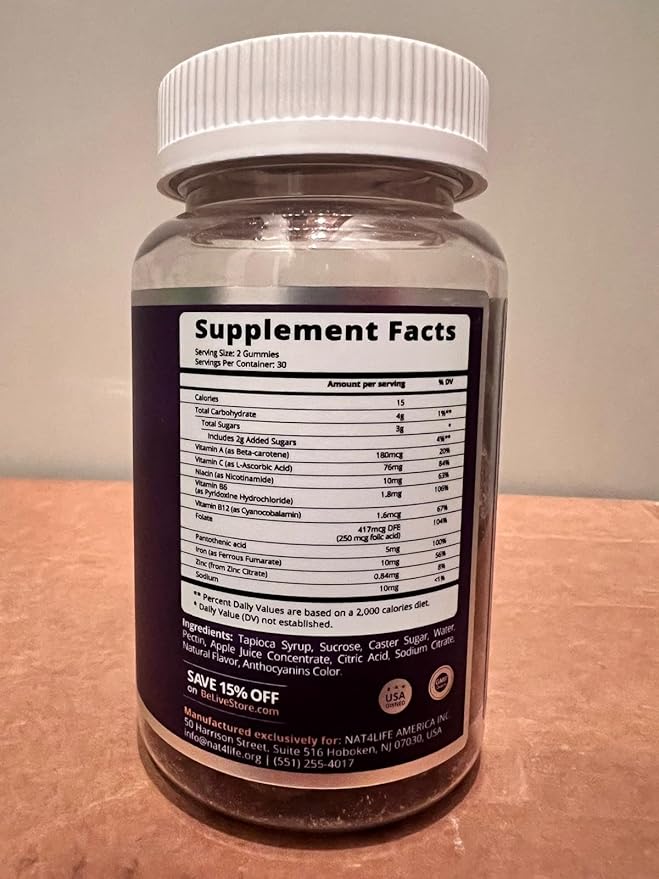 BeLive Iron and Vitamins D3 B12 Bundle for Energy Blood Oxygen Inmune Support and Enhanced Bone and &amp Muscle Strength