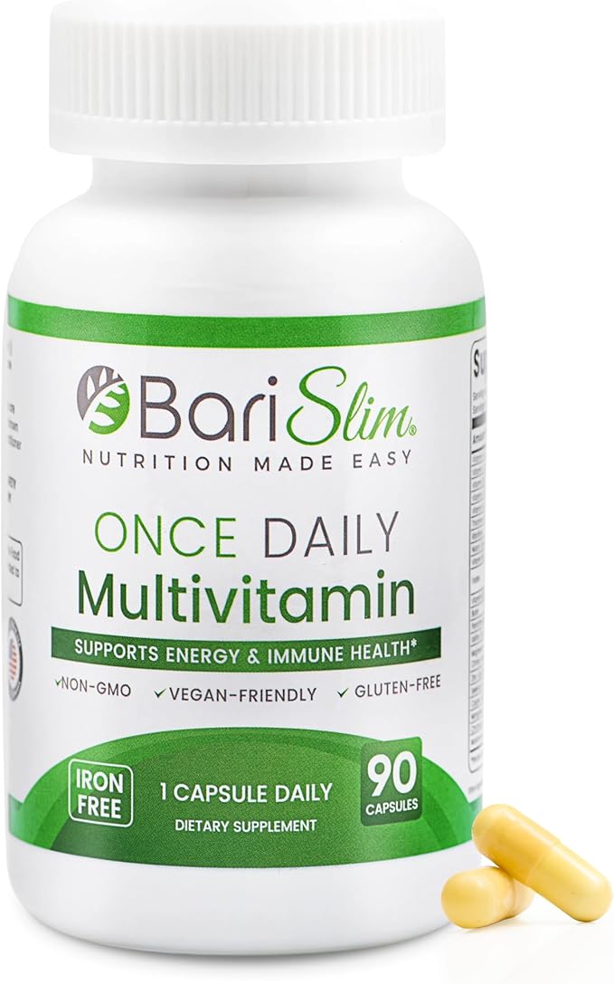 BariSlim Once Daily Bariatric Multivitamin Capsule - Iron-Free Formula - Bariatric Vitamin and Supplement for Post Surgery Including Gastric Bypass and Gastric Sleeve | 90-Day Supply