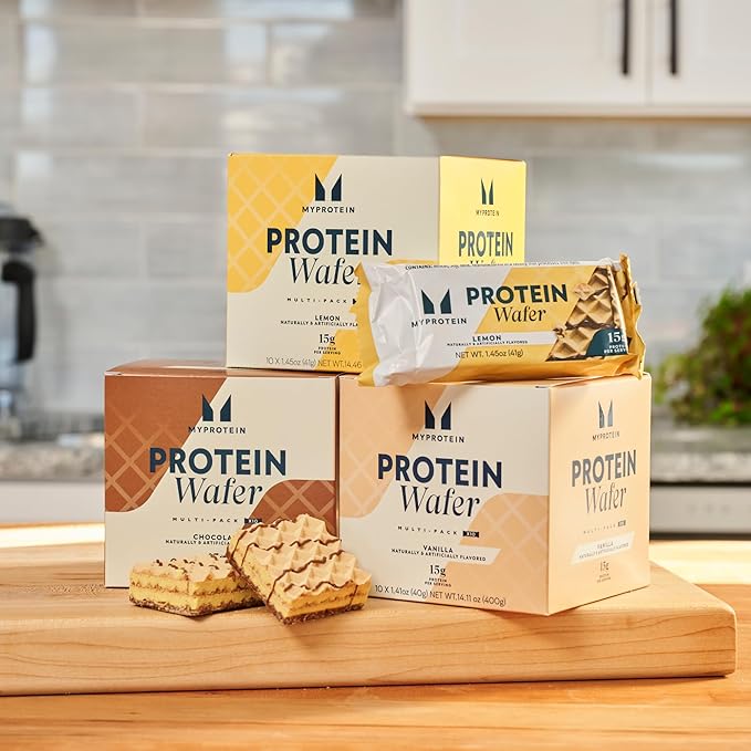 Myprotein Protein Bars Crispy Protein Wafers 15g High Protein Snacks Box of 10 Chocolate Wafers Packs Milk &amp Whey Protein Isolate Light &amp Crunchy