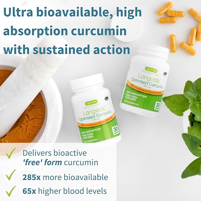 Longvida Lipidated Curcumin 500mg + Focus Brain Booster Vegan Bundle Ultra Bioavailable Curcumin + Caffeine L-Theanine Taurine &amp L-Tyrosine B-Vitamins Zinc &amp Copper by Igennus