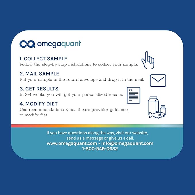 Omega Quant Omega-3 Index Plus Test Kit - Measures Blood Levels of Omega-3 Trans Fats and Omega-6:Omega-3 Ratios | The Original Omega-3 Blood Test Home Kit