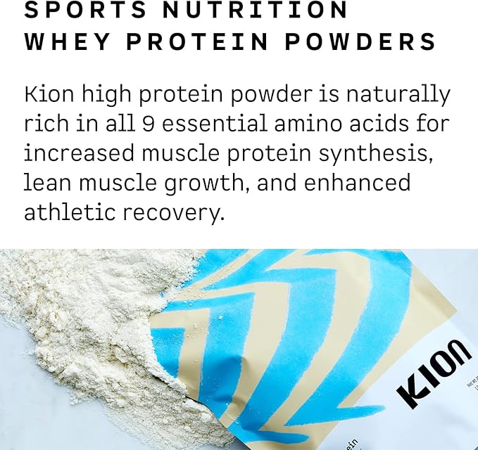Kion Clean Protein | Grass-Fed &amp Pasture-Raised Whey Isolate Protein Powder | Smooth Vanilla | 30 Servings