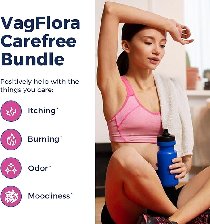 NewRhythm VagFlora Carefree Bundle Women's Probiotics 100 Billion CFU &amp Women's Probiotics 70 Billion CFU PH Balance Vaginal Urinary &amp Digestive Health Non-GMO