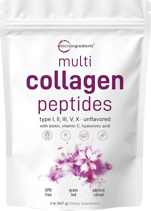 Micro Ingredients Vitamin D3 5000iu + K2 100mcg Softgels &amp Multi Collagen Protein Powder Bundle 2 Pack | Essential Sunshine Vitamins | Grass-Fed Collagen Peptides