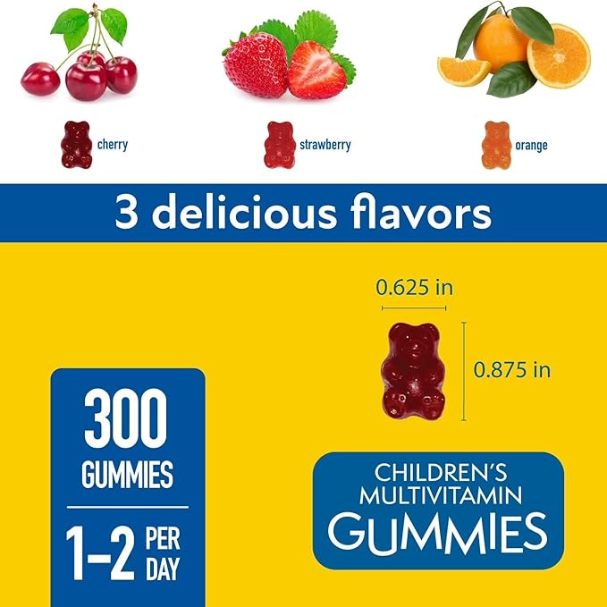 HomeRoots Member_Mark Children's Multivitamin Gummies | Assorted Fruit Flavors 300 ct. | Children’s Daily Multivitamin Supplement | Natural Fruit Flavors | by R&ampC Store