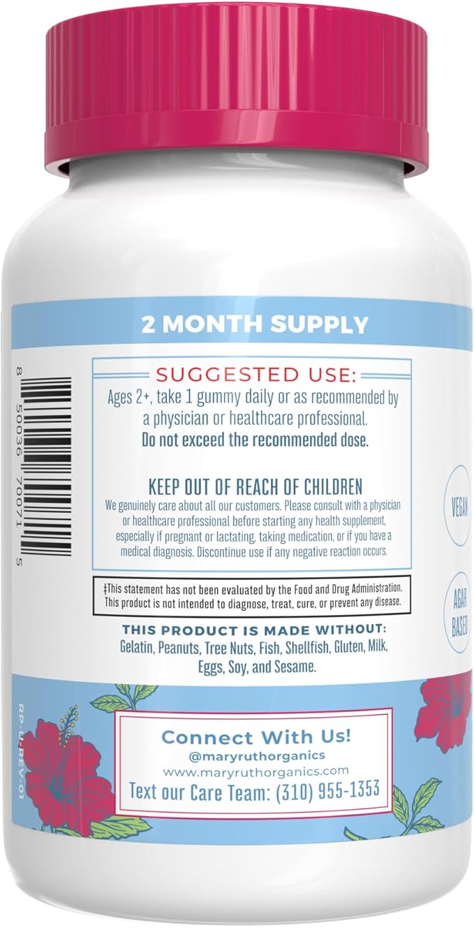 MaryRuth's Gummies for Kids–USDA Organic Multivitamin (Mixed Berry &amp Cherry) &amp Magnesium Calm (Hibiscus) | No Gelatin! | Vitamins for Immunity Gut Health &amp Overall Wellness | Vegan Non