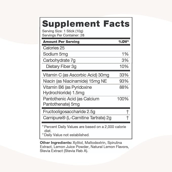 PURE Aqua Lean | L-Carnitine &amp Prebiotics for Energy Support | Vegan Sugar-Free Gluten-Free Caffeine-Free | Helps Support Metabolism &amp Digestive Health | 28 Convenient Stick Packs