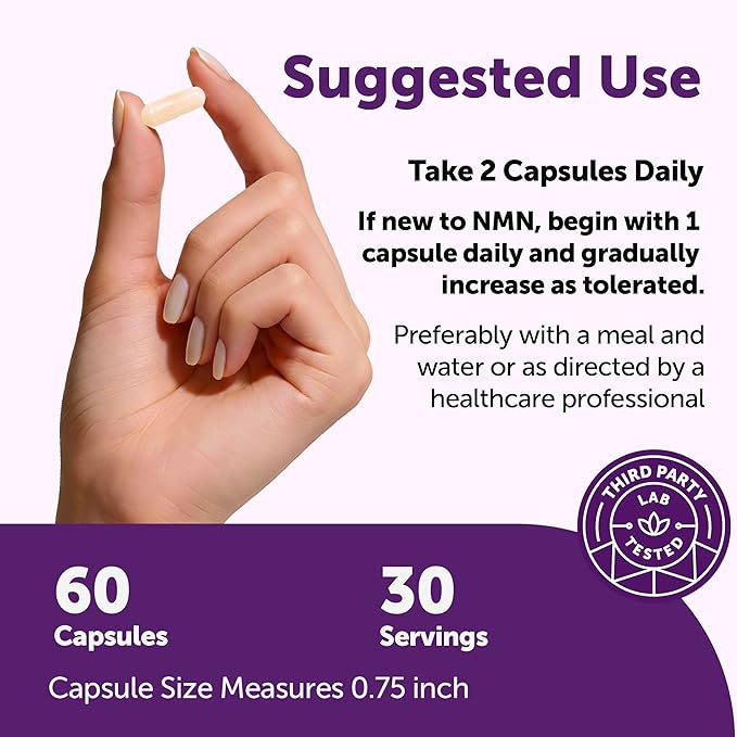 NMN Complex 1000mg Per Serving 60 Veggie Capsules | 10-in-1 with Nicotinamide Mononucleotide Vitamin C Resveratrol CoQ10 TMG Quercetin &amp Glutathione | NAD+ Supplement Precursor | Filler Fr