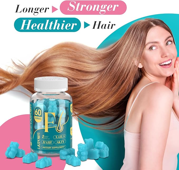 Biotin Gummies -Hair Skin and Nails Vitamins for Men &amp Women Vegan Vitamin B7 Supports Hair Growth and Stronger Nails60 Day Supply - Blueberry-2 Pack