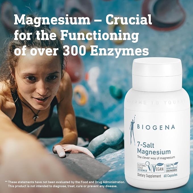 Biogena 7-Salt Magnesium Complex - Magnesium Supplement with 7 Magnesium Forms - bisglycinate Malate Citrate Oxide glycerophosphate gluconate and Carbonate I High Absorption