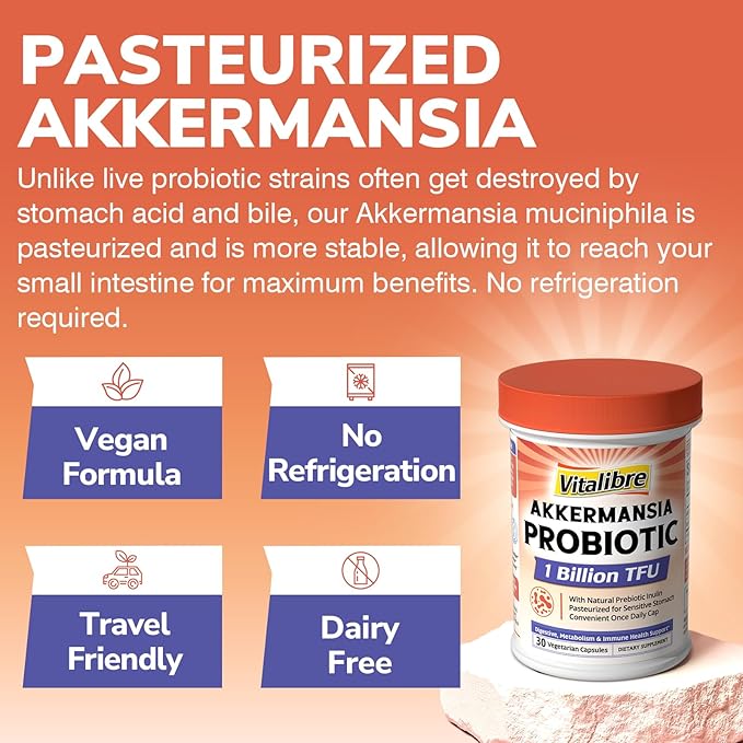 Akkermansia Muciniphila Probiotic 1 Billion TFU 30 Capsules &amp Vitamin B12 Sublingual 5000 mcg 90 Fast Dissolve Mini Tablets No Sugar
