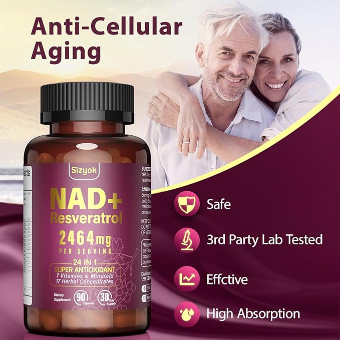 NAD Supplement 1100mg + Resveratrol 600mg – Advanced Liposomal NAD+ Capsules with Pterostilbene &amp Quercetin