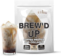 Sweat Ethic Brew’D UP Collagen Protein Coffee Whey Isolate &amp Collagen Peptides Natural Caffeine Low Lactose No Added Sugar Easy-Mix Protein Iced Coffee Flavor 15 Servings
