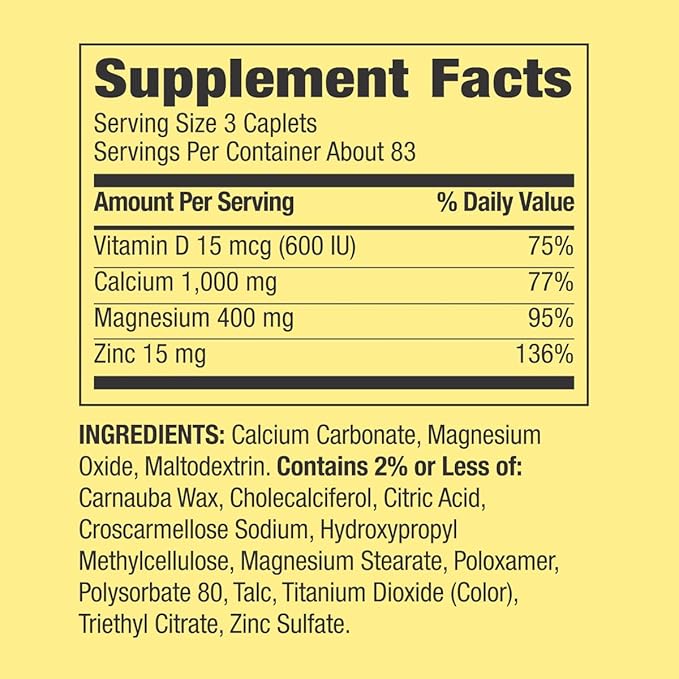 Bundle: Spring - Valley Calcium Magnesium &amp Zinc Plus Vitamin D3 Coated Caplets 250 Count + GoodDealsHouse Weekly Pillbox