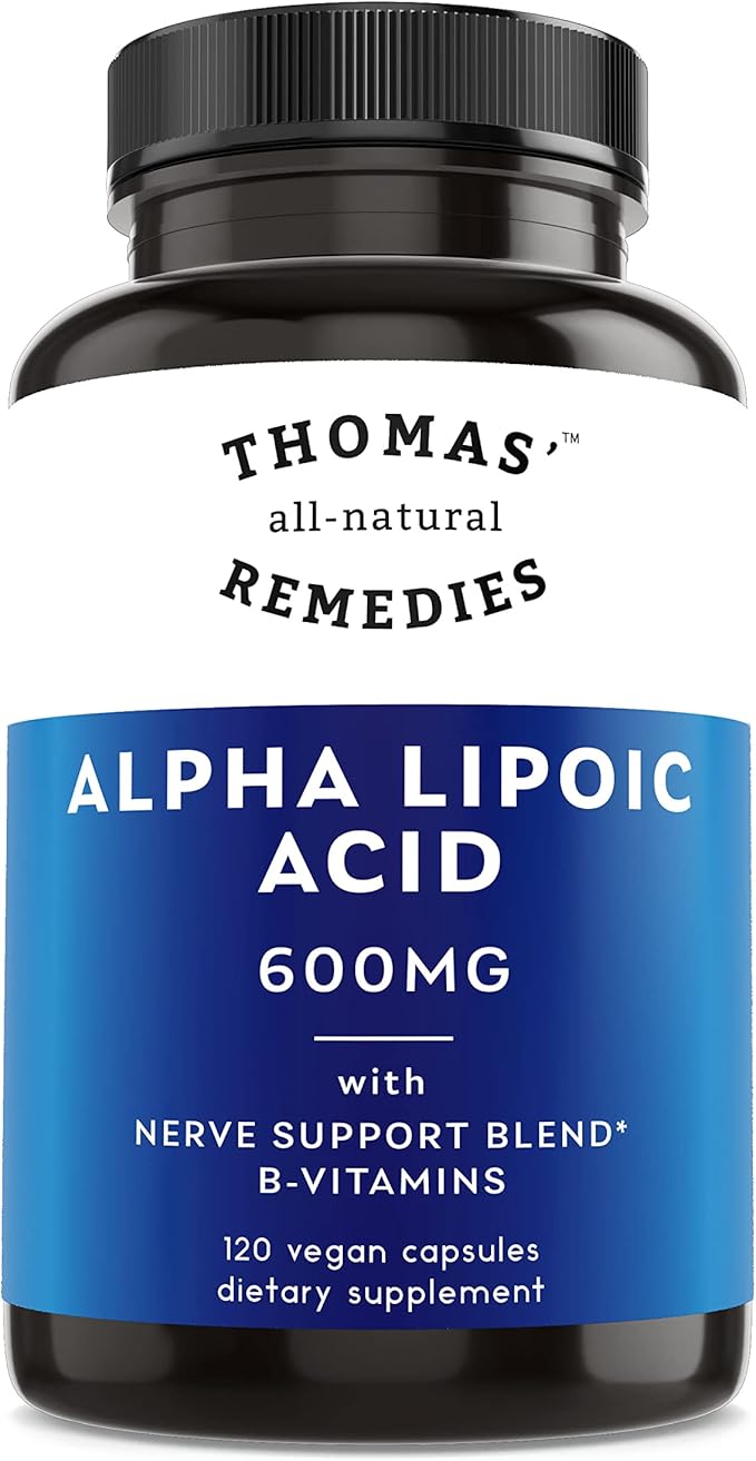 Thomas' all-natural Remedies Alpha Lipoic Acid 600mg 120 Capsules with B-Vitamins Vegan No fillers