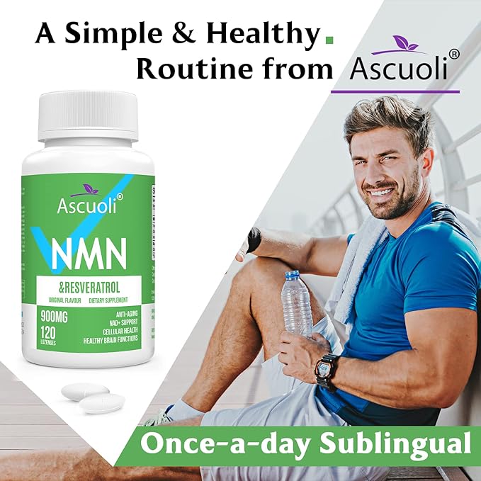 Sublingual NMN 500mg + Trans-Resveratrol 400mg 3-in-1 Advanced Formula 99% Pure NMN Resveratrol Supplement for Boost* NAD Cell Immune Energy &amp Muscle Anti-Aging 120 Lozenges (120-Day Supply)