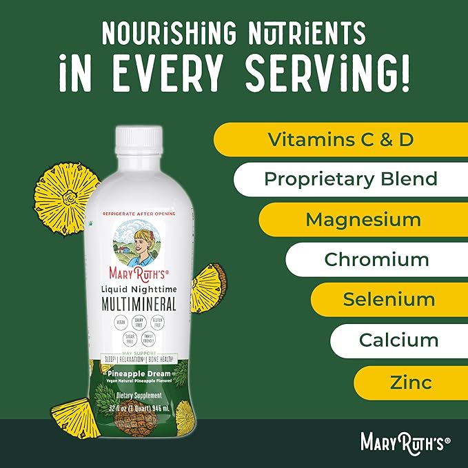 MaryRuth's Multivitamin Gummies for Women (Strawberry) &amp Liquid Nighttime Multimineral (Pineapple) | Clean Label Project Verified® | USDA Organic &amp Vegan | Beauty Bedtime Routine &amp Overa