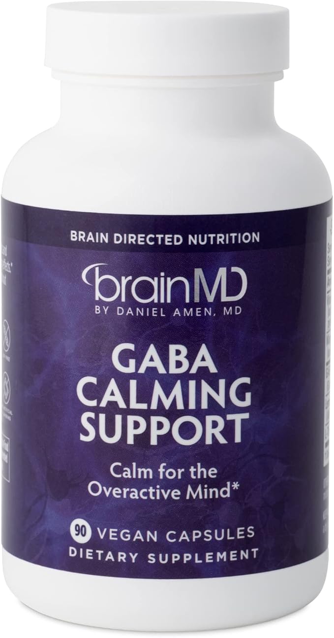 BRAINMD Dr Amen GABA Calming Support - 90 Capsules - Promotes Relaxation - Contains Magnesium Vitamin B6 &amp Lemon Balm - 90 Servings