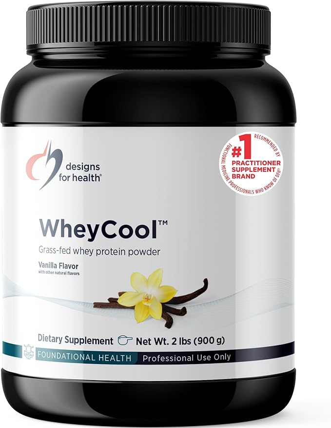 Designs for Health WheyCool - Grass Fed Whey Protein Powder Supplement with 22g Protein May Support Athletes Muscles + Energy - Non-GMO + Gluten-Free Vanilla (30 Servings / 900g)