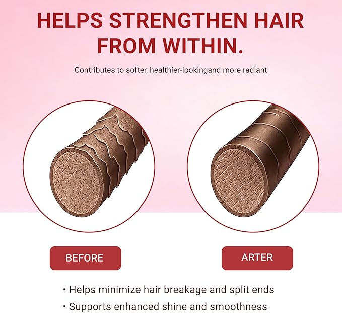 Lumin Hair Gummies with Biotin &amp Collagen Mixed Berry Flavor Supports Healthy Hair Growth &amp Strength Skin &amp Nails Vegan &amp Non-GMO 60 Gummies
