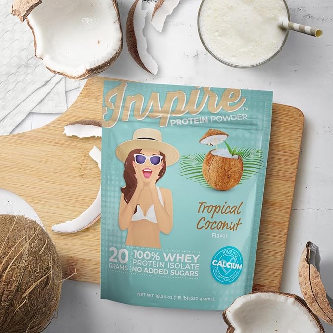 Bariatric Eating Inspire Tropical Coconut 20g Whey Protein Isolate Powder with Calcium