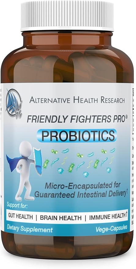 Friendly Fighters Pro® Probiotic | Digestive &amp Immune Health* | Healthy Inflammation* &amp Allergy Relief* | Micro-Encapsulated for Guaranteed Delivery | 1 Month Supply | 2 billion CFU for Safe D