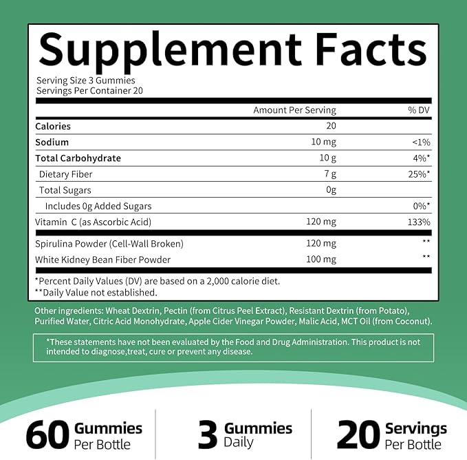 M inch Fiber Gummies for Adults Women Men Sugar Free - Fiber Supplement Support Digestive Gut &amp No Bloating* - 7g High Fiber per Serving Daily &amp Soluble 3 Pack Apple Flavor Vegan Non GMO