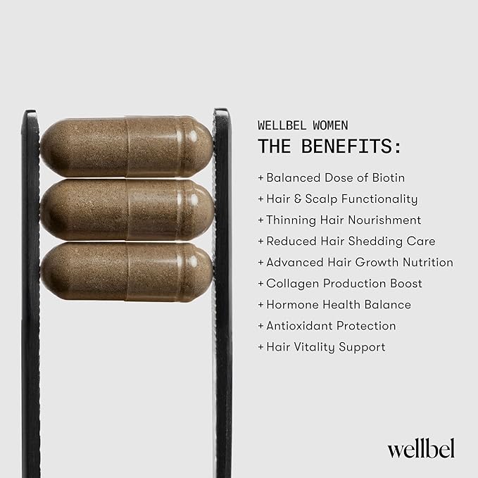 WELLBEL Women Clean Supplement for Hair Skin and Nails Vegan Gluten Free and Non GMO 90 Count