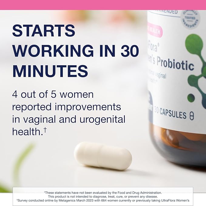 Metagenics UltraFlora Women’s Probiotic – Shelf-Stable Supplement for Vaginal Health Yeast Balance &amp Urinary Comfort – with Lactobacillus GR-1 &amp RC-14 – Non-GMO – 30 Capsules*
