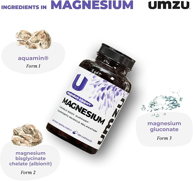 UMZU Daily Magnesium 30 Day Supply – Advanced Bioavailable Magnesium Complex with 3 Highly Absorbable Forms – Naturally Supports Energy Metabolism Muscle Relaxation Calmness &amp Overall Wellness