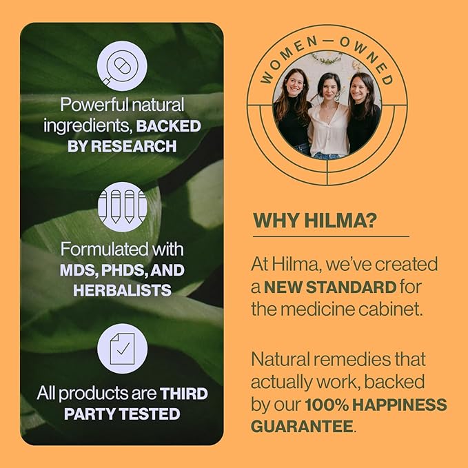 Hilma Natural Tension Headache Relief Supplements with Magnesium Boswellia and Feverfew 50 Vegan Capsules