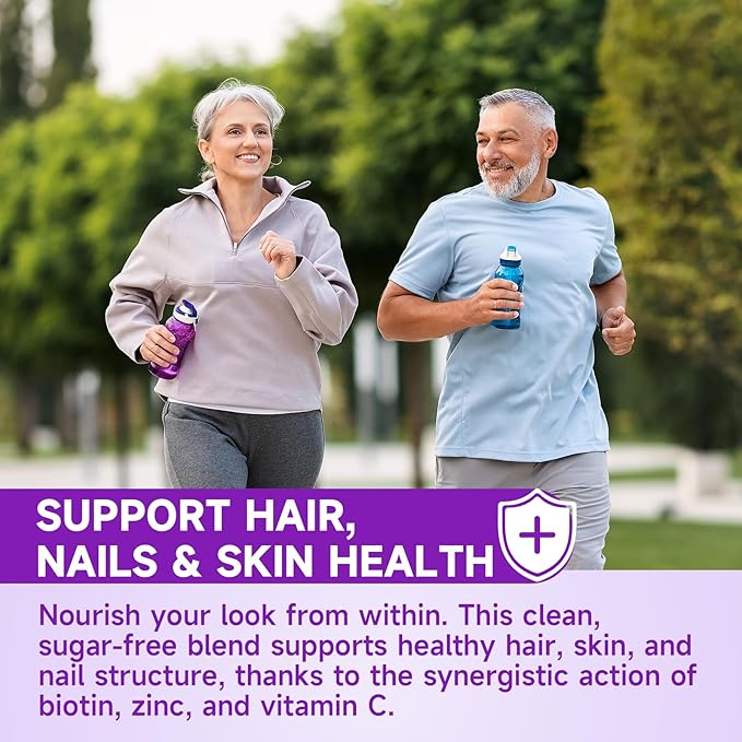 Sugar Free Biotin Hair Skin &amp Nails Gummies Supports Healthy Hair Skin and Stronger Nails with Vitamin C Zinc Chewable Vitamin B7 Supplements for Women &amp Men Vegan Non-GMO Grape 120 C