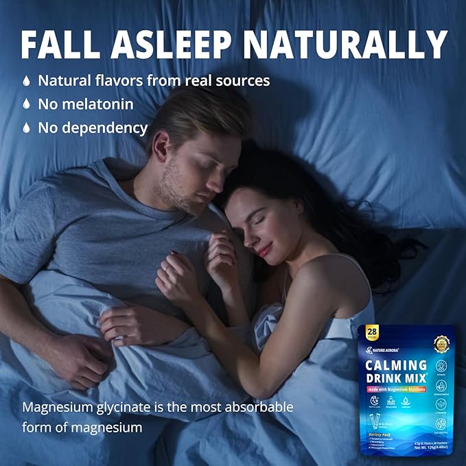 Cortisol Calm Drink Mix with Magnesium Glycinate Powder L-Theanine Vitamins Ashwagandha &amp Mushroom Calming Powdered Drink Mix for Relax Focus Sleep &amp Stress Relief Variety 28 Packets