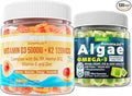 NEVISS Vitamin D3 5000IU + K2 (MK-7) 120mcg Filled Gummies + Vegan Omega 3 Gummies 1000mg