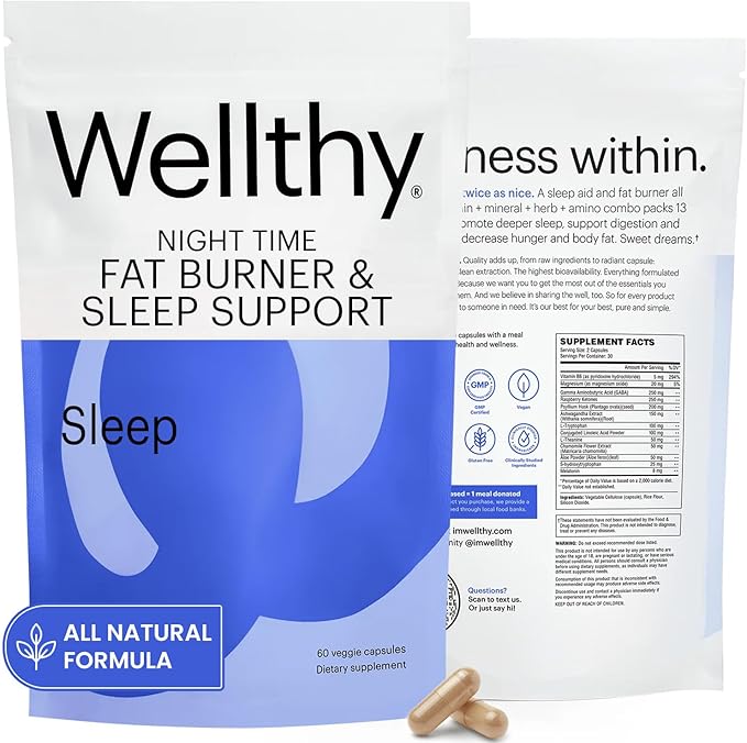 Wellthy Daily Multivitamin &amp Night Time Weight Loss Bundle - Healthy Skin Hair Nails &amp Sleep Support
