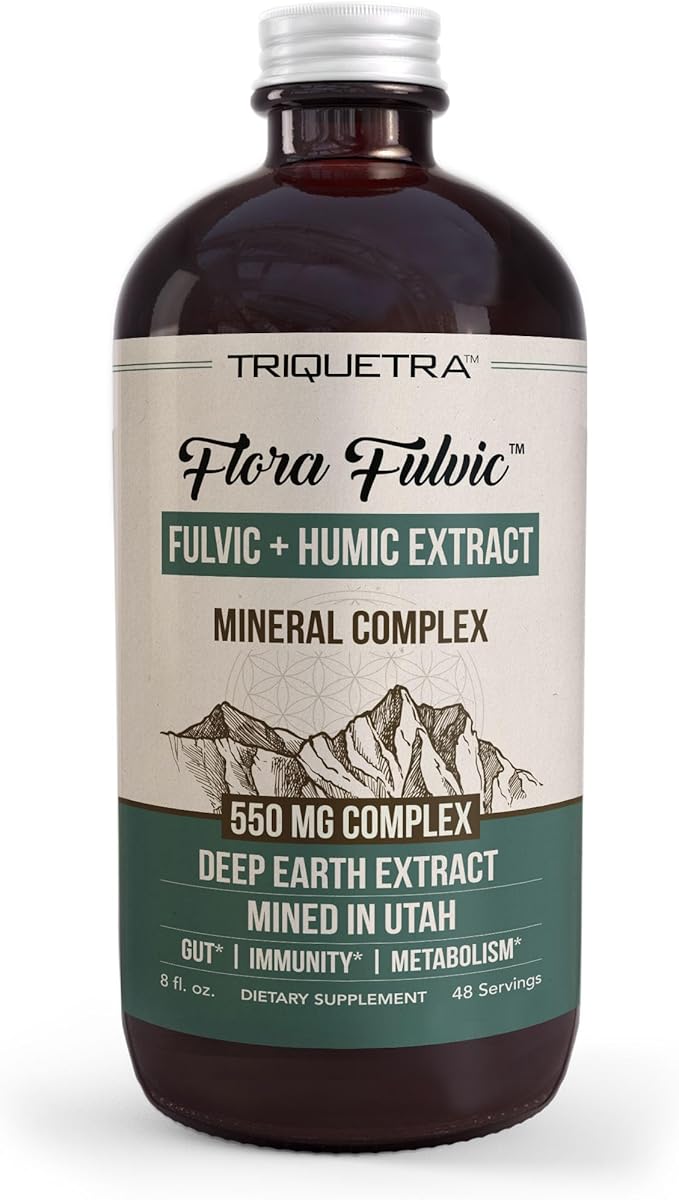Flora Fulvic | Fulvic Acid + Humic Acid Complex – 550 mg | Mined in Utah Prehistoric Deep Earth Extract | Immunity Gut Digestion – Natural Trace Mineral Complex Fulvic Acid Supplement – 8 fl oz.