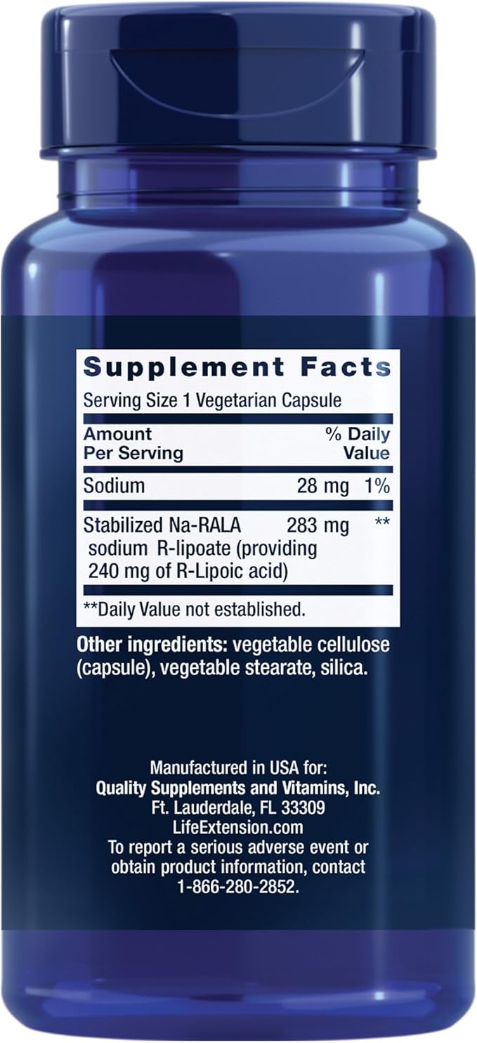 Life Extension Super R-Lipoic Acid – Healthy Aging oxidative Stress Defense – with 240 mg of Active R-Form of R-Lipoic Acid – Gluten-Free – Non-GMO – Vegetarian – 60 Capsules (2 Pack)