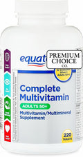 Equate 50+ Daily Multivitamin Supplement Tablets (220 Count) – Complete Multimineral Formula for Men &amp Women - Includes Sticker