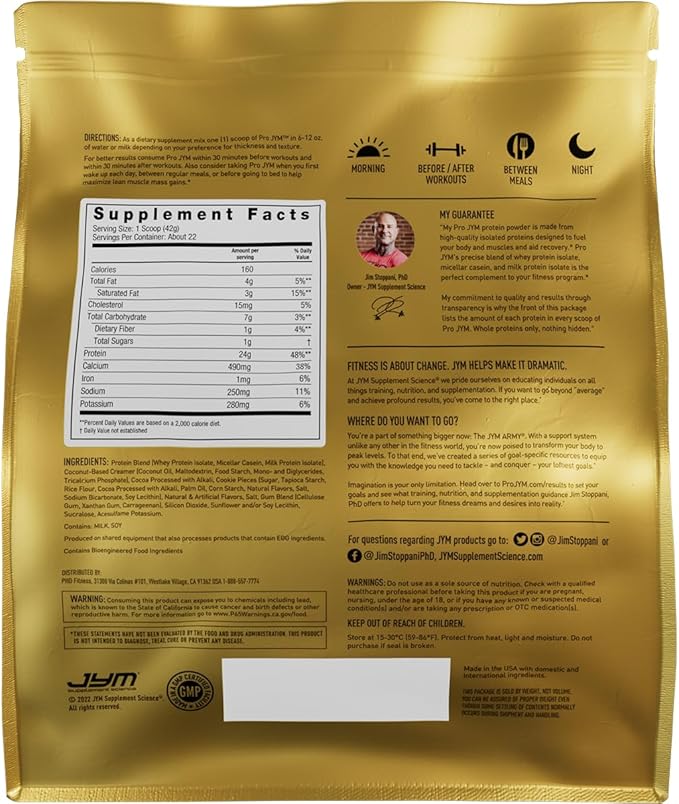 JYM Supplement Science Pro JYM Chocolate Cookie Crunch Protein Powder - Whey Protein Isolates Casein &amp Milk Protein Lean Muscle Building for Men &amp Women 22 Servings