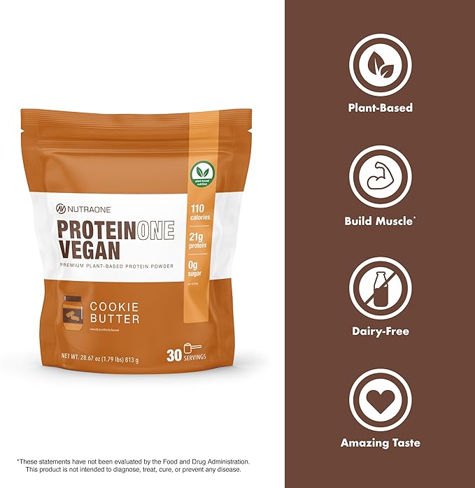 NutraOne ProteinOne Vegan Plant-Based Protein Powder Vegan Protein Powder Dairy-Free Pea and Rice Protein (Chocolate Milk)