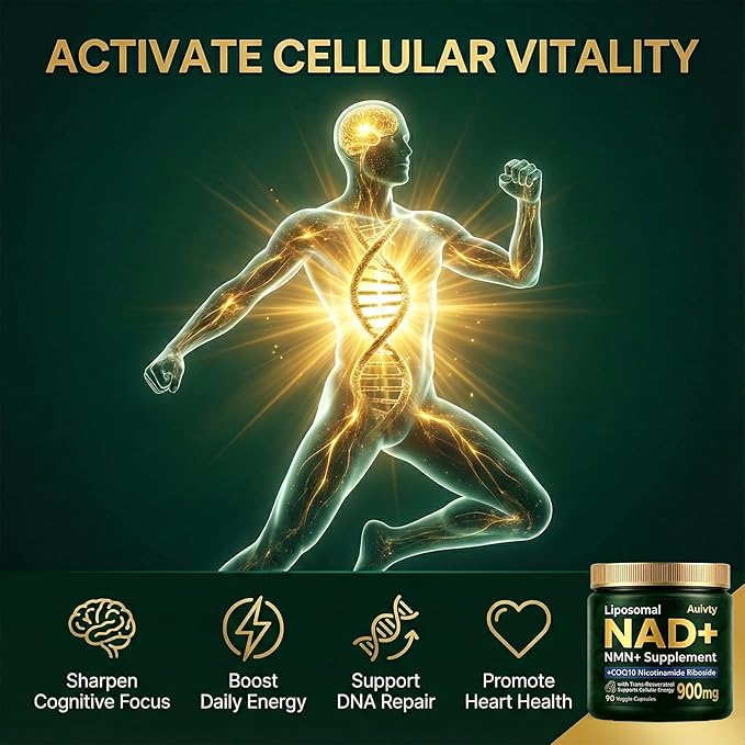 Liposomal NAD+ NMN Supplement with COQ10 Nicotinamide Riboside Trans-Resveratrol 900mg 90 Veggie Capsules